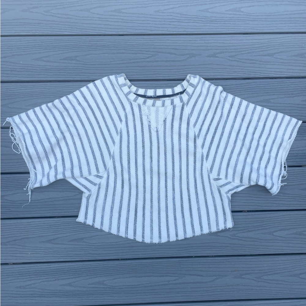Anthropologie Dolan Cropped Nautical Striped Sweatshirt